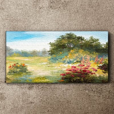 Foto auf leinwand Blumenlandschaft eines Sommermorgens