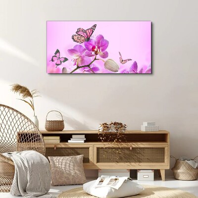 Bild auf leinwand Blumentraum mit Schmetterlingen