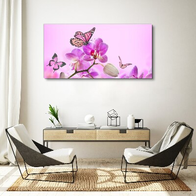 Bild auf leinwand Blumentraum mit Schmetterlingen