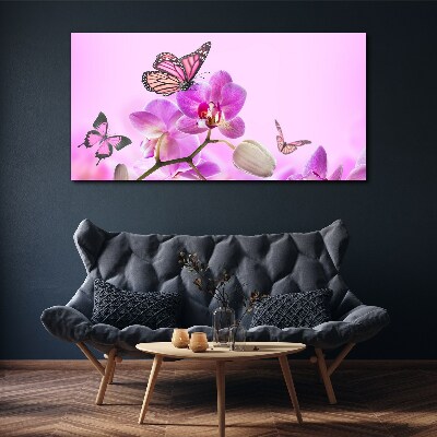Bild auf leinwand Blumentraum mit Schmetterlingen