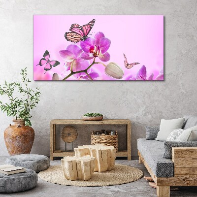 Bild auf leinwand Blumentraum mit Schmetterlingen