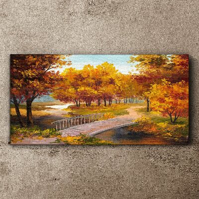 Foto auf leinwand Goldene Brücke im Herbstpark