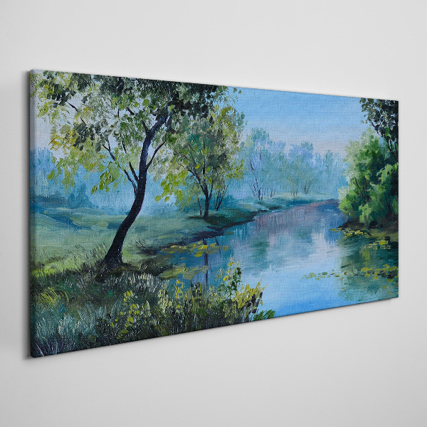 Foto leinwand Eine friedliche Landschaft am Fluss