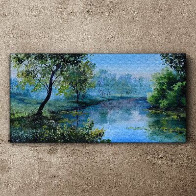 Foto leinwand Eine friedliche Landschaft am Fluss