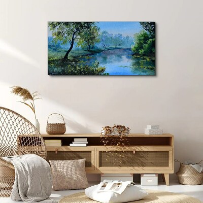Foto leinwand Eine friedliche Landschaft am Fluss