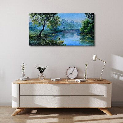 Foto leinwand Eine friedliche Landschaft am Fluss