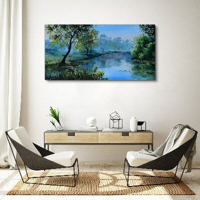 Foto leinwand Eine friedliche Landschaft am Fluss