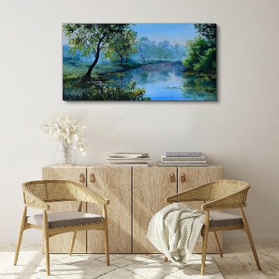 Foto leinwand Eine friedliche Landschaft am Fluss