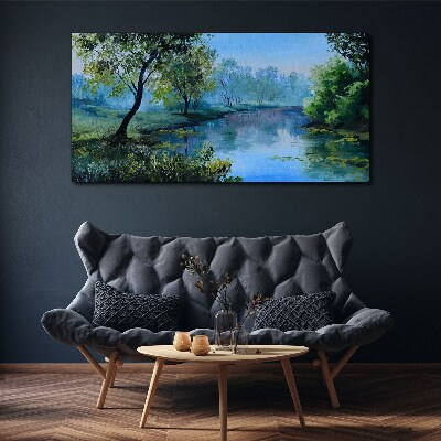 Foto leinwand Eine friedliche Landschaft am Fluss