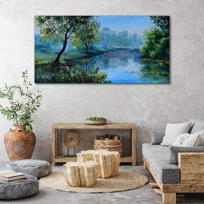 Foto leinwand Eine friedliche Landschaft am Fluss