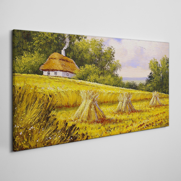Foto auf leinwand Goldene Felder und ein Landhaus