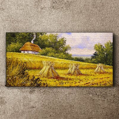 Foto auf leinwand Goldene Felder und ein Landhaus