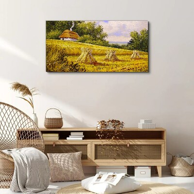 Foto auf leinwand Goldene Felder und ein Landhaus