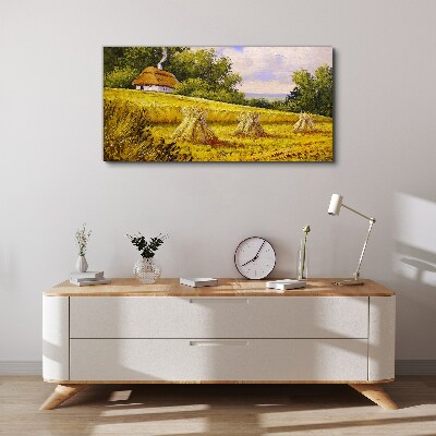 Foto auf leinwand Goldene Felder und ein Landhaus