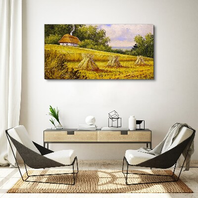 Foto auf leinwand Goldene Felder und ein Landhaus