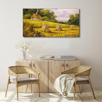 Foto auf leinwand Goldene Felder und ein Landhaus