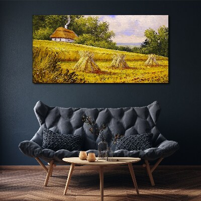 Foto auf leinwand Goldene Felder und ein Landhaus