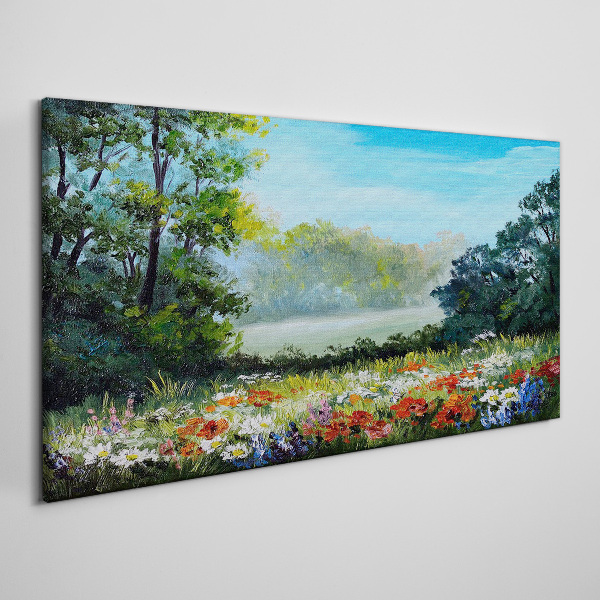 Leinwandbild Eine Blumenlandschaft in der Sommersonne