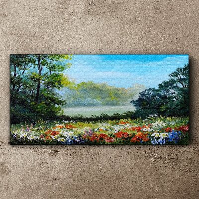 Leinwandbild Eine Blumenlandschaft in der Sommersonne