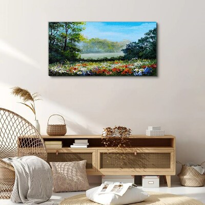 Leinwandbild Eine Blumenlandschaft in der Sommersonne