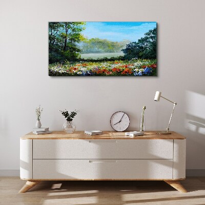 Leinwandbild Eine Blumenlandschaft in der Sommersonne