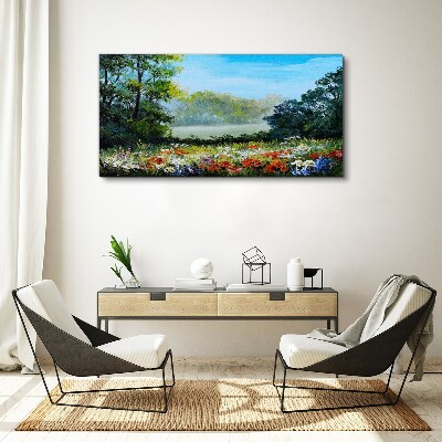Leinwandbild Eine Blumenlandschaft in der Sommersonne