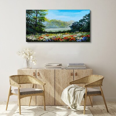 Leinwandbild Eine Blumenlandschaft in der Sommersonne