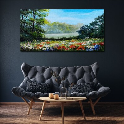 Leinwandbild Eine Blumenlandschaft in der Sommersonne