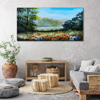 Leinwandbild Eine Blumenlandschaft in der Sommersonne