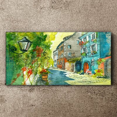 Foto auf leinwand Eine charmante Straße in Farbe