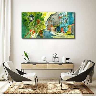 Foto auf leinwand Eine charmante Straße in Farbe