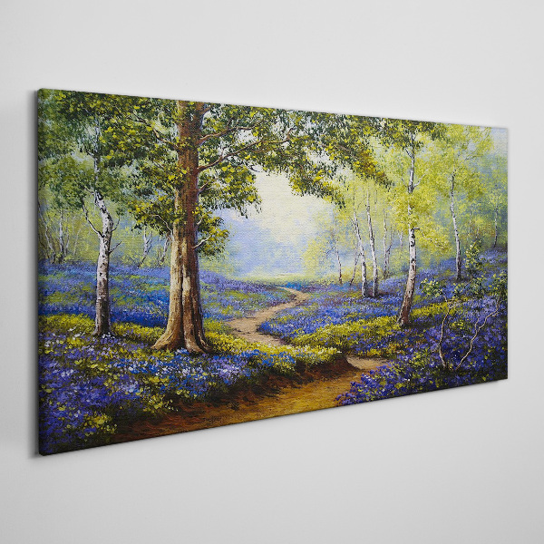 Foto auf leinwand Eine Blumenallee in einer Waldlandschaft