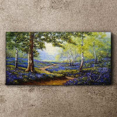 Foto auf leinwand Eine Blumenallee in einer Waldlandschaft