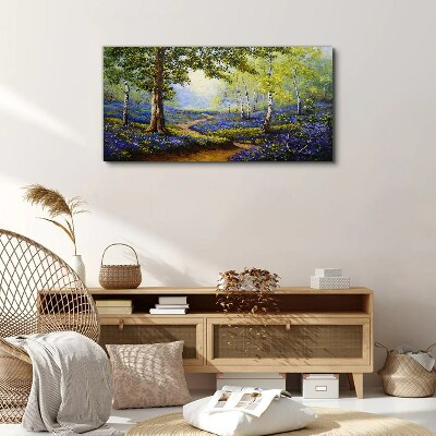 Foto auf leinwand Eine Blumenallee in einer Waldlandschaft