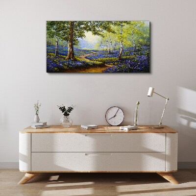 Foto auf leinwand Eine Blumenallee in einer Waldlandschaft