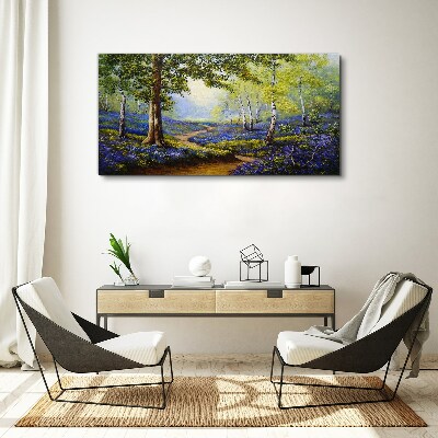 Foto auf leinwand Eine Blumenallee in einer Waldlandschaft
