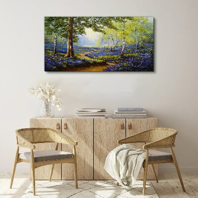 Foto auf leinwand Eine Blumenallee in einer Waldlandschaft