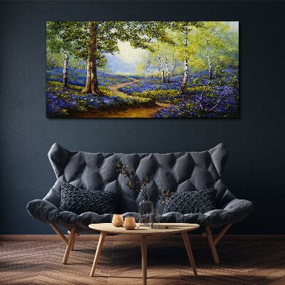 Foto auf leinwand Eine Blumenallee in einer Waldlandschaft