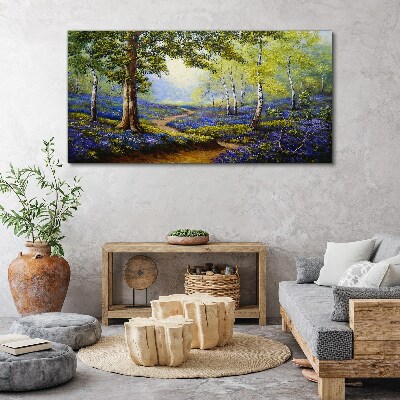 Foto auf leinwand Eine Blumenallee in einer Waldlandschaft
