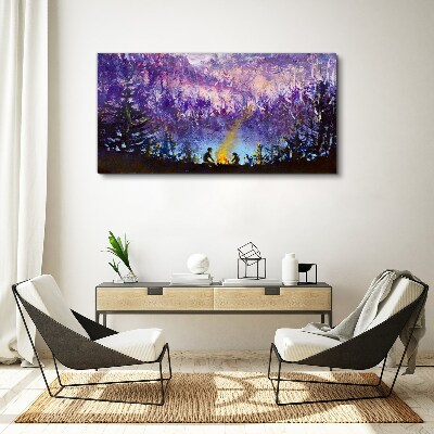 Wandbild Die Magie eines abendlichen Lagerfeuers im Wald