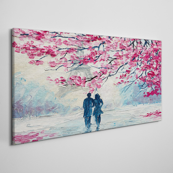 Foto auf leinwand Ein Frühlingsspaziergang unter blühenden Bäumen