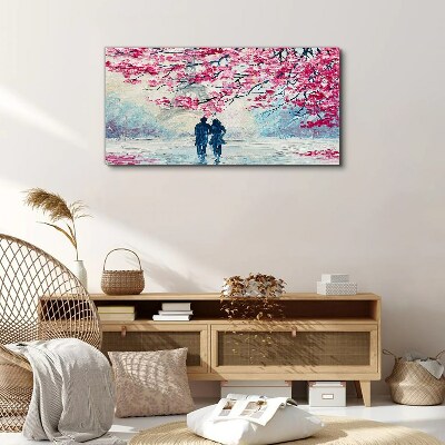 Foto auf leinwand Ein Frühlingsspaziergang unter blühenden Bäumen