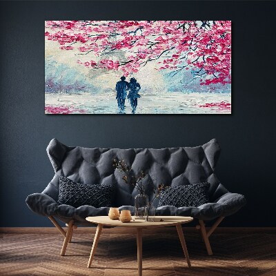 Foto auf leinwand Ein Frühlingsspaziergang unter blühenden Bäumen