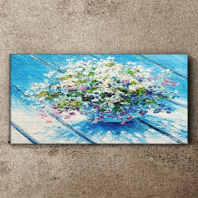 Foto auf leinwand Blumenkomposition auf blauem Hintergrund