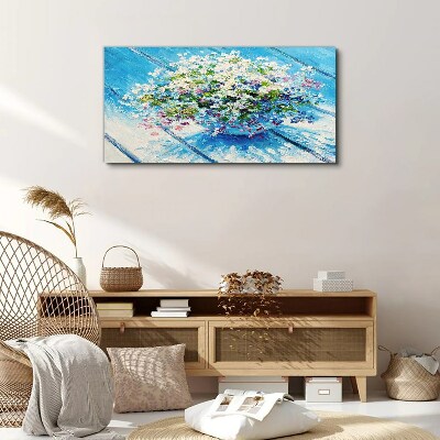 Foto auf leinwand Blumenkomposition auf blauem Hintergrund