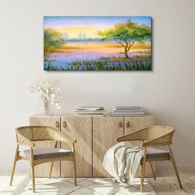 Foto auf leinwand Morgenstille am See