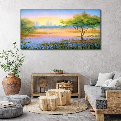Foto auf leinwand Morgenstille am See
