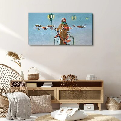 Foto leinwand Angelausflug mit dem Rad