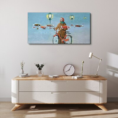 Foto leinwand Angelausflug mit dem Rad