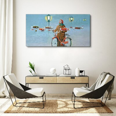Foto leinwand Angelausflug mit dem Rad
